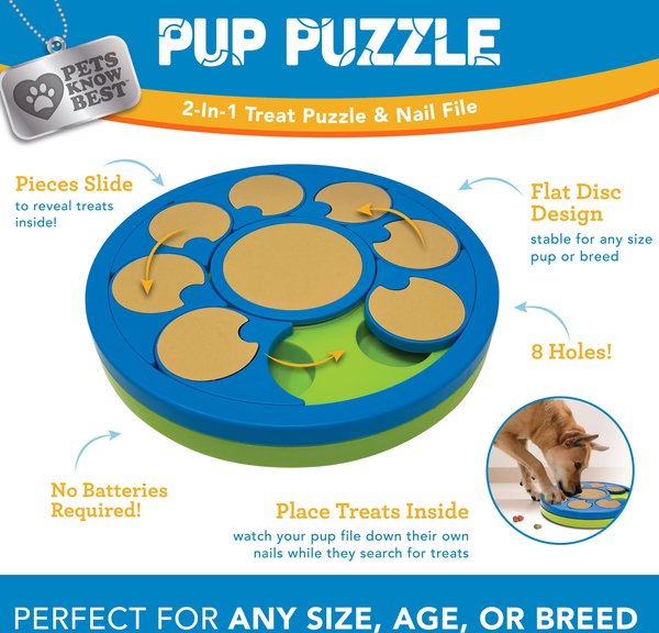 Show full view: Pets Know Best 2-In-1 Dog Treat Puzzle & Nail File Toy, Green slide 5 of 8