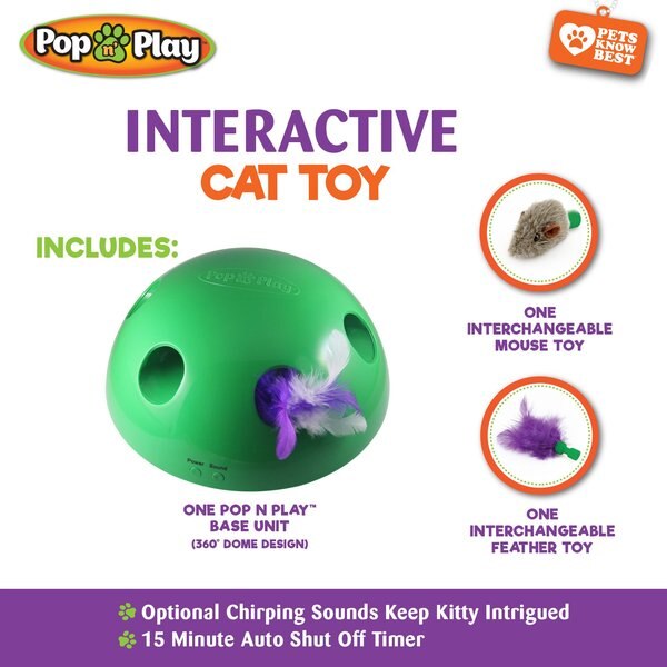 Pets Know Best Pop N Play Interactive Cat Motion Toy, Green