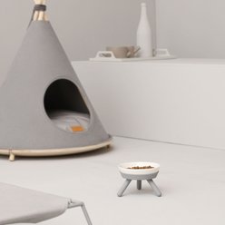 Pets So Good Oreo Pet Table Stainless Steel Dog & Cat Bowl, Grey/White, Small: 2-cup slide 2 of 3