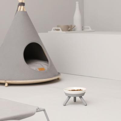 Show full view: Pets So Good Oreo Pet Table Stainless Steel Dog & Cat Bowl, Grey/White, Small: 2-cup slide 2 of 3