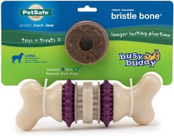 PetSafe Busy Buddy Bristle Bone Treat Dispenser Tough Dog Chew Toy, Large