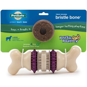 PetSafe Busy Buddy Bristle Bone Treat Dispenser Tough Dog Chew Toy, Large