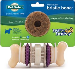 PetSafe Busy Buddy Bristle Bone Treat Dispenser Tough Dog Chew Toy, Small