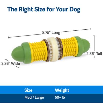 Show full view: PetSafe Busy Buddy Cravin’ Corncob Chew Dog Toy, Medium/Large  slide 6 of 10