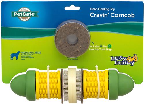 Show full view: PetSafe Busy Buddy Cravin’ Corncob Chew Dog Toy, Medium/Large  slide 8 of 10