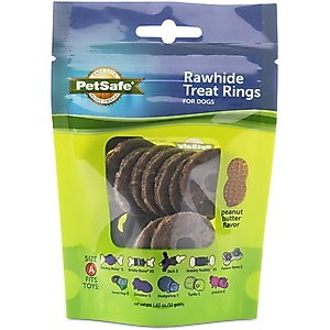 PetSafe Busy Buddy Natural Rawhide Peanut Butter Rings Dog Treats, Size A