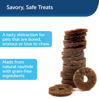 Show full view: PetSafe Busy Buddy Natural Rawhide Peanut Butter Rings Dog Treats, Size A slide 3 of 10