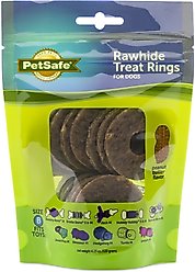 PetSafe Busy Buddy Natural Rawhide Peanut Butter Rings Dog Treats, Size B