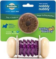PetSafe Busy Buddy Nobbly Nubbly Treat Dispensing Tough Dog Chew Toy, Small, Purple