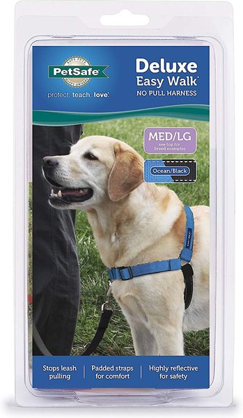 Show full view: PetSafe Deluxe Easy Walk Nylon Reflective No Pull Dog Harness, Ocean, Medium/Large: 24.5 to 34-in chest slide 8 of 11