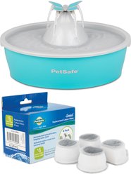 PetSafe Drinkwell Butterfly Dog & Cat Drinking Fountain, 50-oz + Replacement Carbon Filters, 4 count