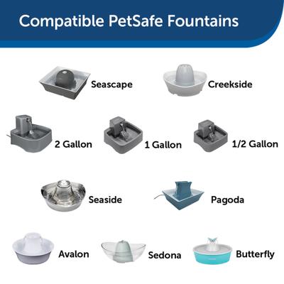Show full view: PetSafe Drinkwell Pagoda Ceramic Dog & Cat Fountain, Himalayan Blue, 70-oz + Replacement Carbon Filters, 4 count slide 7 of 10