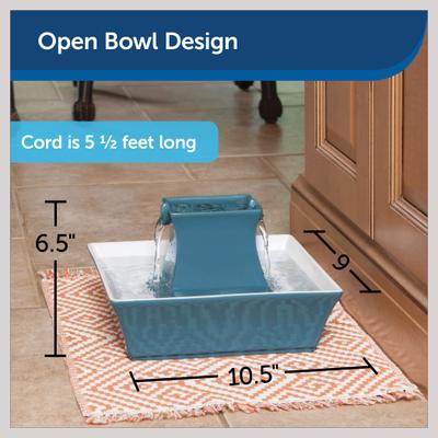 Show full view: PetSafe Drinkwell Pagoda Ceramic Dog & Cat Fountain, Himalayan Blue, 70-oz slide 6 of 10