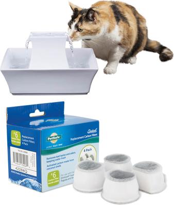Show full view: PetSafe Drinkwell Pagoda Ceramic Dog & Cat Fountain, White, 70-oz + Replacement Carbon Filters, 4 count slide 1 of 9