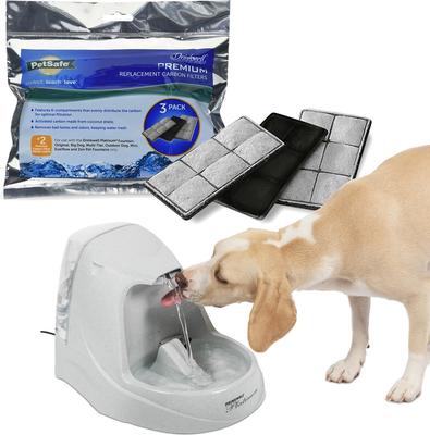 Show full view: PetSafe Drinkwell Platinum Plastic Dog & Cat Fountain, 168-oz + Premium Replacement Carbon Filters, 3 count slide 1 of 9