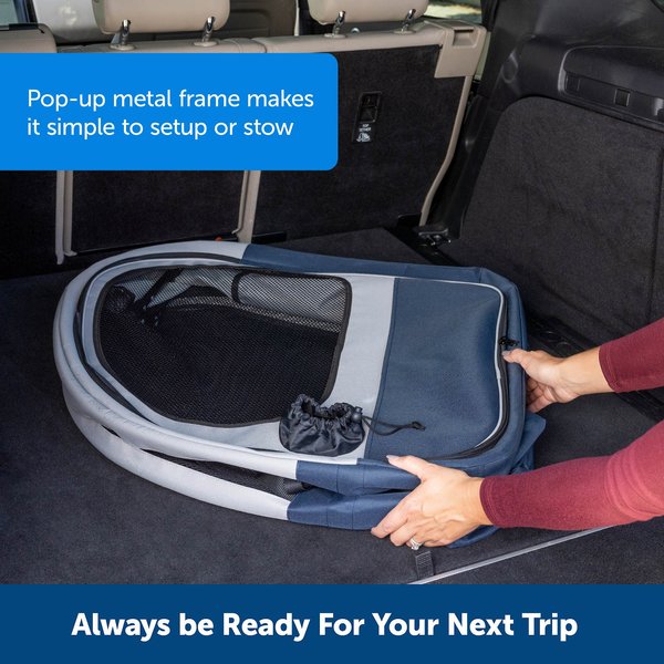 Show full view: PetSafe Happy Ride Collapsible Cat & Dog Travel Crate, Gray & Blue slide 3 of 9