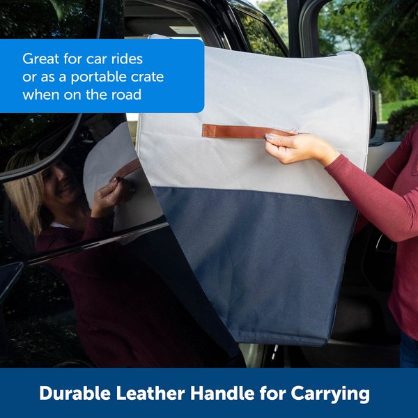 Show full view: PetSafe Happy Ride Collapsible Cat & Dog Travel Crate, Gray & Blue slide 5 of 9