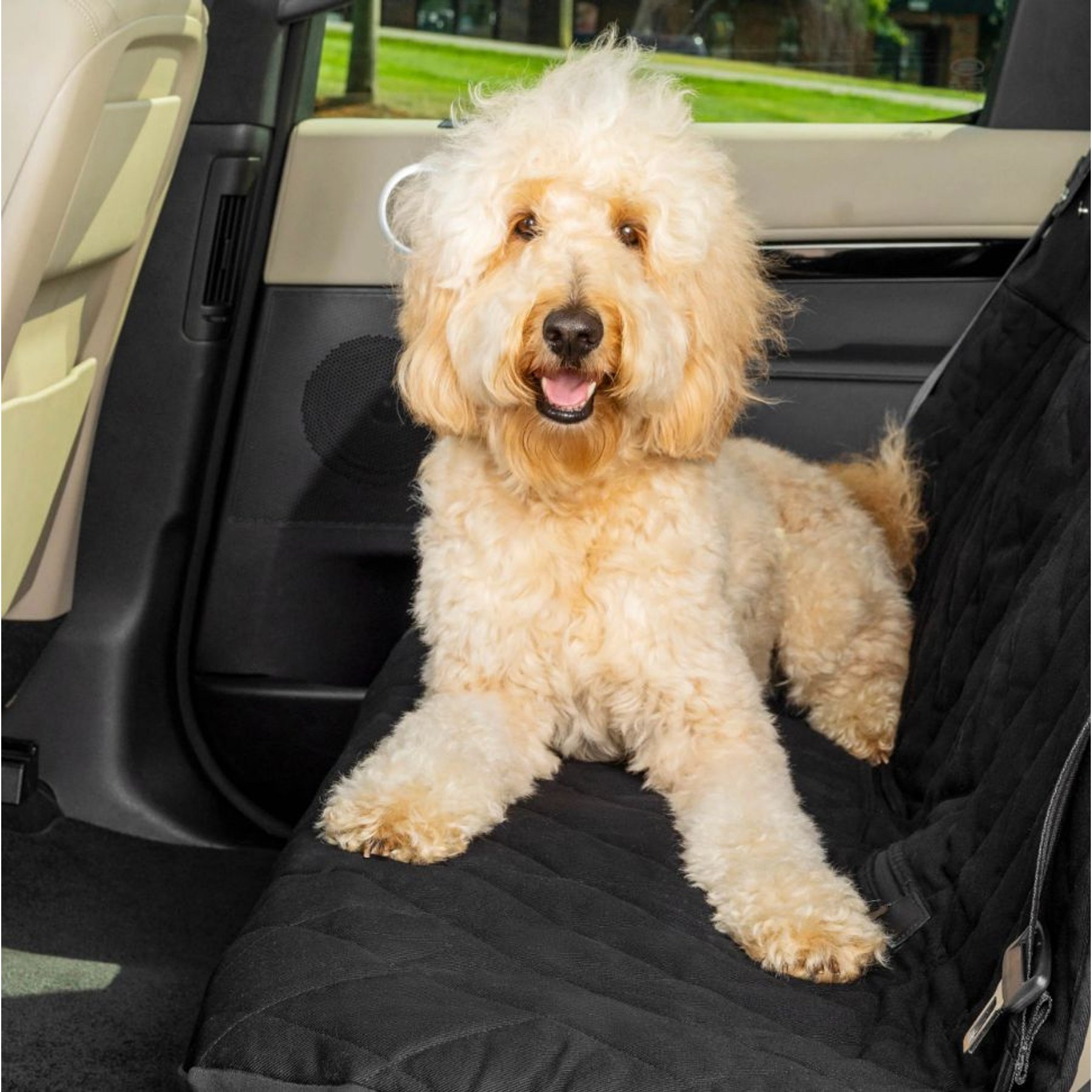 PetSafe Happy Ride Quilted Bench Car Seat Cover, Black, Standard