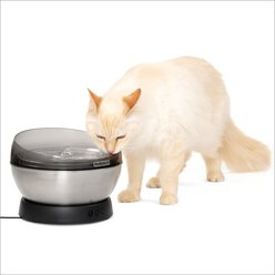 PetSafe HydroSphere Stainless Steel Dog & Cat Fountain, Silver/Black, 60-oz