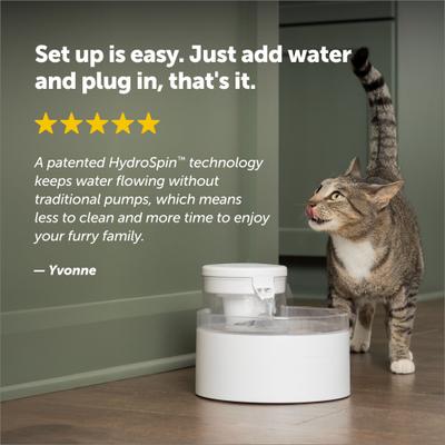 Show full view: PetSafe Outlast Pumpless Cat Water Fountain, White, 90-oz slide 6 of 10