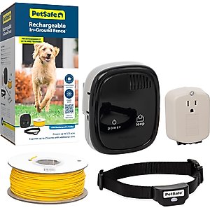 PetSafe Rechargeable In-Ground Fence for Dogs & Cats over 5lb, Waterproof Receiver Collar with Tone & Static Correction