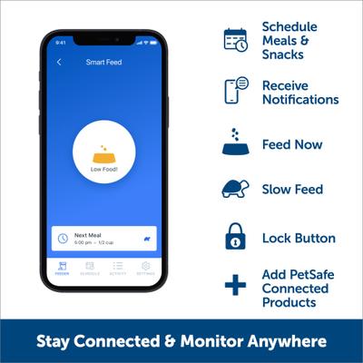 Show full view: PetSafe Smart Feed 2.0 Wifi-Enabled Automatic Dog & Cat Feeder, Blue slide 3 of 8