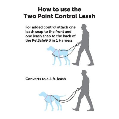 Show full view: PetSafe Two Point Control Nylon Reflective Dog Leash, Black/Gray, Medium/Large: 6-ft long, 3/4-in wide slide 3 of 5