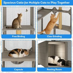 Petscosset Window Catio Walk-in Cat Enclosure with Multi-Level Platforms, Gray, X-Large: 62.99 x 37.4 x 99.5-in slide 2 of 8