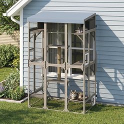 Petscosset Window Catio Walk-in Cat Enclosure with Multi-Level Platforms, Gray, X-Large: 62.99 x 37.4 x 99.5-in