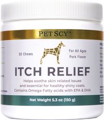 PetScy Itch Relief Pork Flavored Chew Supplement for Dogs, 30 count