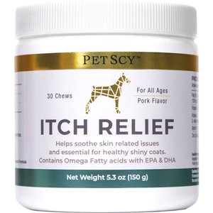 PetScy Itch Relief Pork Flavored Chew Supplement for Dogs, 30 count