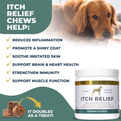 Show full view: PetScy Itch Relief Pork Flavored Chew Supplement for Dogs, 30 count slide 9 of 10