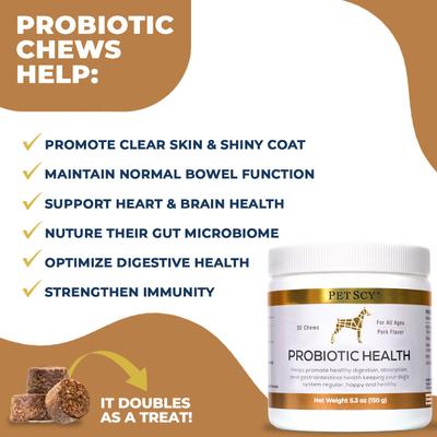 Show full view: PetScy Probiotic Soft & Chewy Supplement for Dogs, 5.3-oz jar, 30 count slide 6 of 10