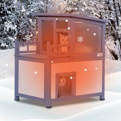 Petsfit 2-Story Wooden Outdoor Cat House, White slide 2 of 8