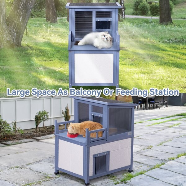 Petsfit 2-Story Wooden Outdoor Cat House, White