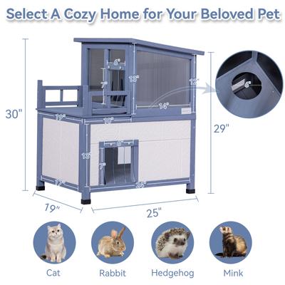 Show full view: Petsfit 2-Story Wooden Outdoor Cat House, White slide 2 of 9
