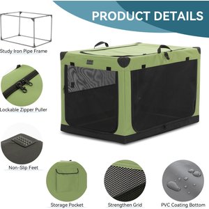 Petsfit 3 Mesh Door Collapsible Soft-Sided Dog Kennel, Green, 36 inch