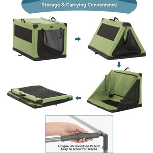 Petsfit 3 Mesh Door Collapsible Soft-Sided Dog Kennel, Green, 36 inch