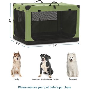 Petsfit 3 Mesh Door Collapsible Soft-Sided Dog Kennel, Green, 36 inch