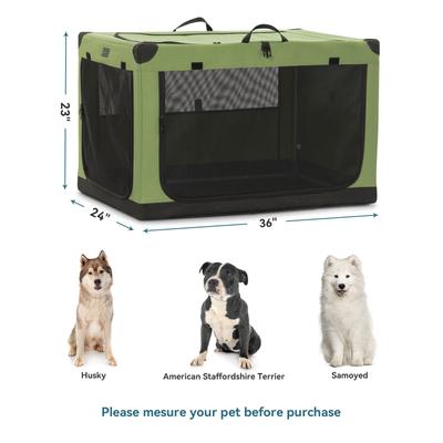 Show full view: Petsfit 3 Mesh Door Collapsible Soft-Sided Dog Kennel, Green, 36 inch slide 2 of 10
