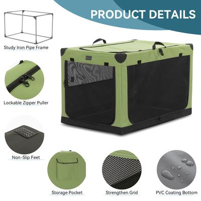 Show full view: Petsfit 3 Mesh Door Collapsible Soft-Sided Dog Kennel, Green, 40 inch slide 4 of 9