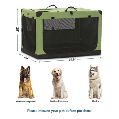 Show full view: Petsfit 3 Mesh Door Collapsible Soft-Sided Dog Kennel, Green, 40 inch slide 2 of 9