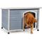 Show in main carousel: Petsfit Adjustable Foot Mat & Door Flap Wooden Outdoor Dog House, Gray, Large: 45.6-in slide 1 of 6
