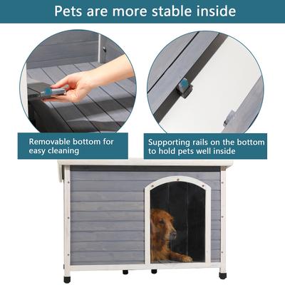 Show full view: Petsfit Adjustable Foot Mat & Door Flap Wooden Outdoor Dog House, Gray, Large: 45.6-in slide 5 of 6