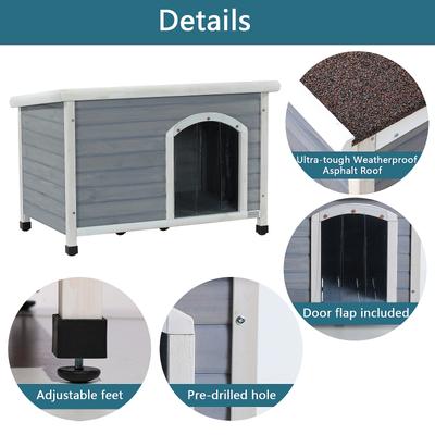 Show full view: Petsfit Adjustable Foot Mat & Door Flap Wooden Outdoor Dog House, Gray, Large: 45.6-in slide 4 of 6