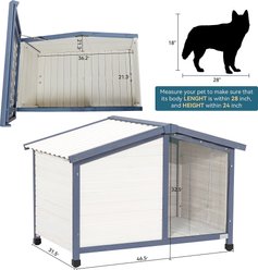 Petsfit Adjustable Foot Mat & Door Flap Wooden Outdoor Dog House, White, Large: 46.5-in slide 2 of 8