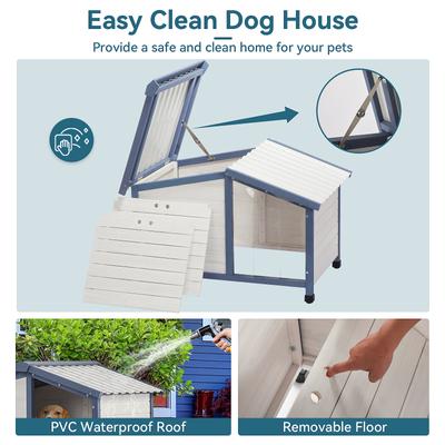 Show full view: Petsfit Adjustable Foot Mat & Door Flap Wooden Outdoor Dog House, White, Large: 46.5-in slide 3 of 8