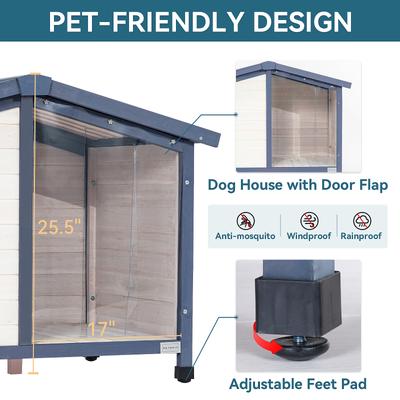 Show full view: Petsfit Adjustable Foot Mat & Door Flap Wooden Outdoor Dog House, White, Large: 46.5-in slide 4 of 8