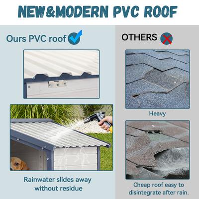 Show full view: Petsfit Adjustable Foot Mat & Door Flap Wooden Outdoor Dog House, White, Large: 46.5-in slide 7 of 8