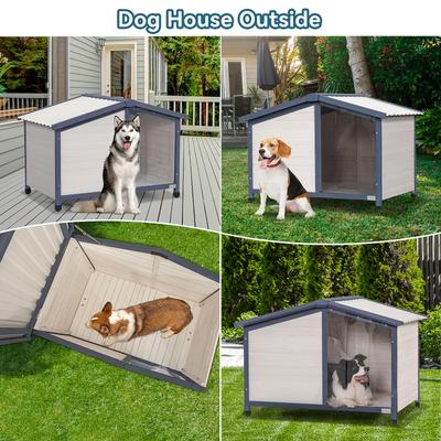 Show full view: Petsfit Adjustable Foot Mat & Door Flap Wooden Outdoor Dog House, White, Large: 46.5-in slide 8 of 8